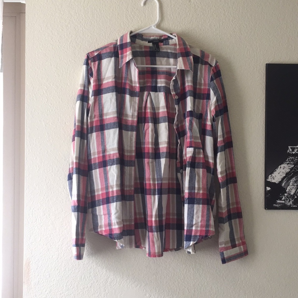 Light blue and pink flannel